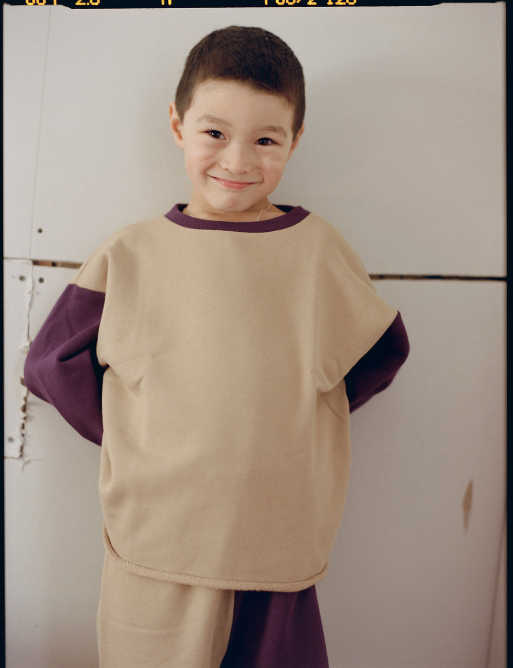 Ellis Crewneck Sweatshirt in Purple and Beige